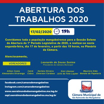 Início trabalhos 2020 Início trabalhos 2020