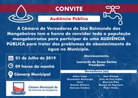 Audiência Pública sobre problemas no abastecimento de água de Mangabeiras será realizada no dia 1° de julho