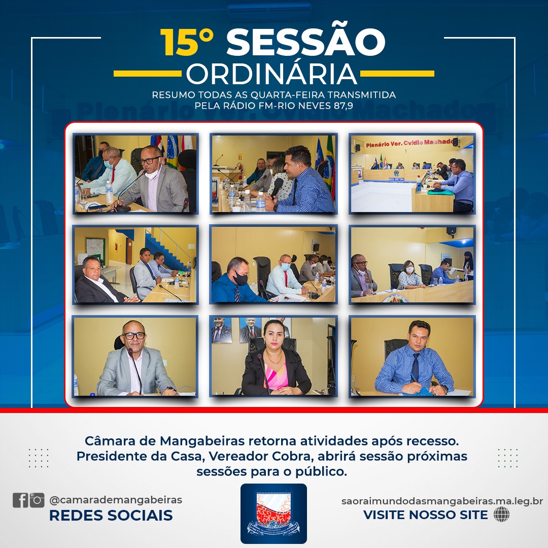 Confira resumo da 15° Sessão Ordinária (03/08)
