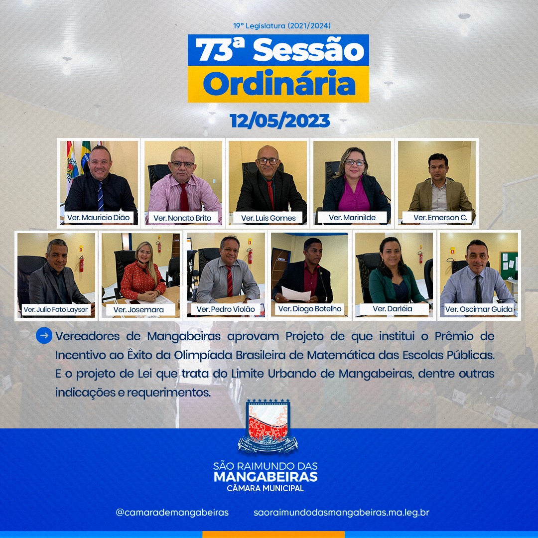 Confira resumo da 73° Sessão Ordinária (12/05)