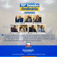 Confira resumo da70° Sessão Ordinária (07/04)