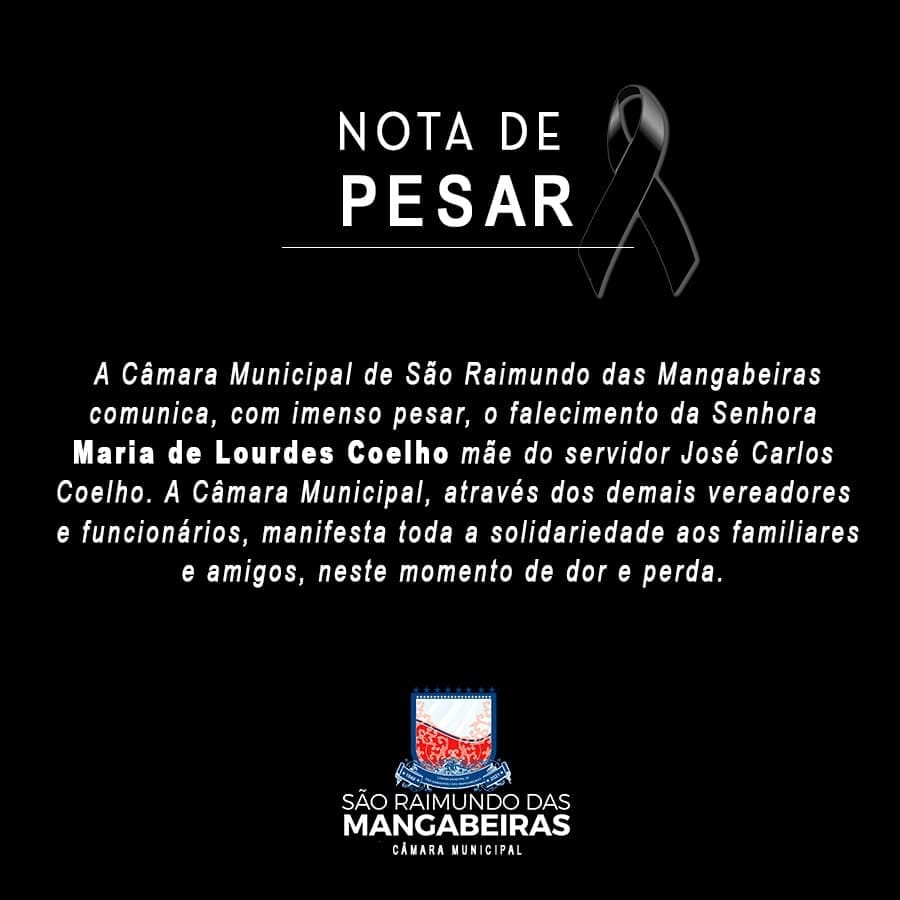 Nota de Pesar - Maria de Lourdes Coelho