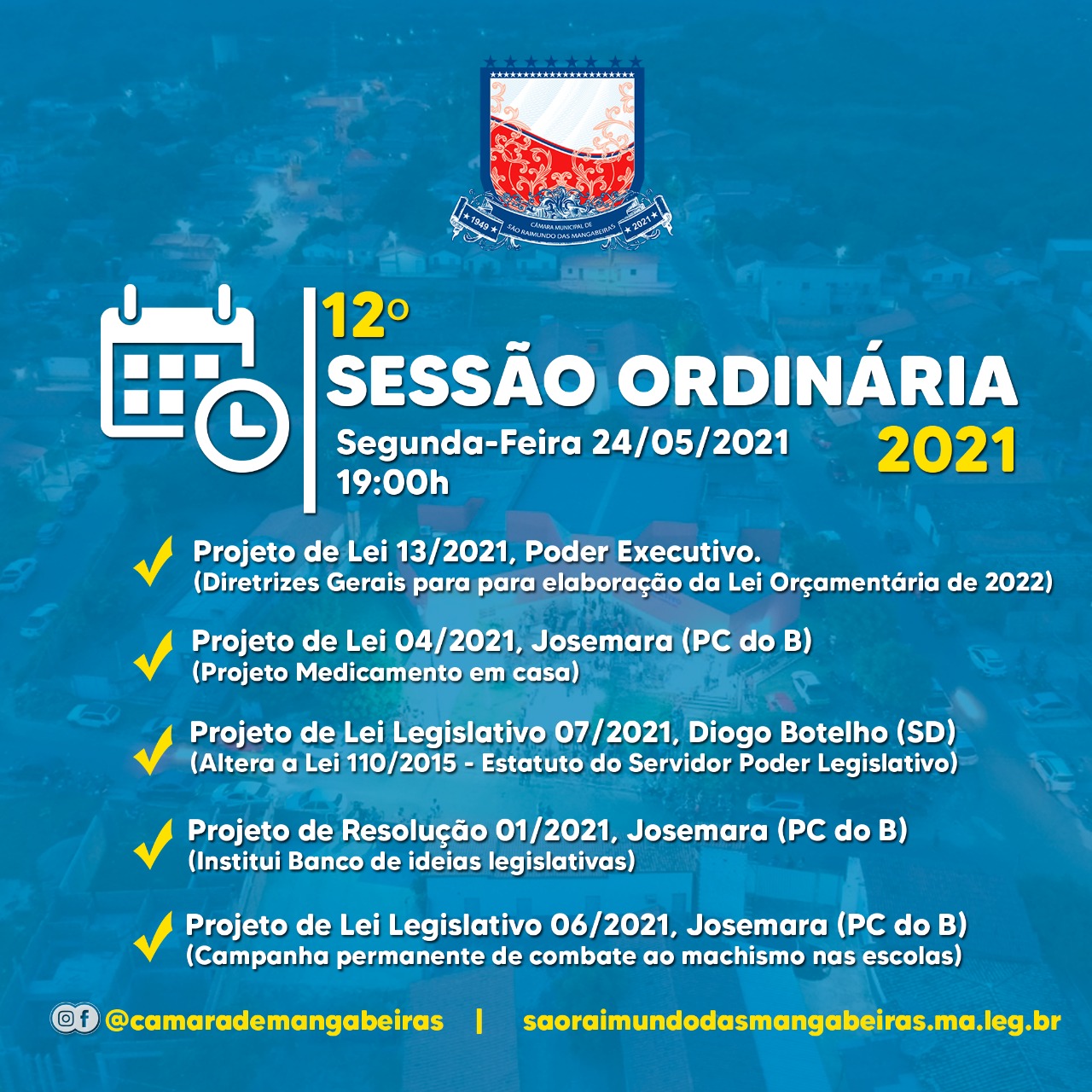 Ordem do Dia - 12° Sessão Ordinária (24/05)